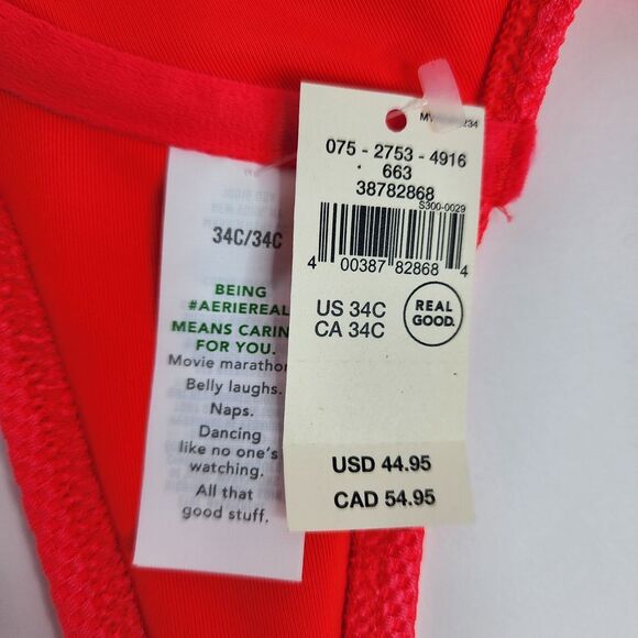 Aerie Bikini Top Women's‎ 34C Bright Orange Swim NWT - Picture 6 of 6
